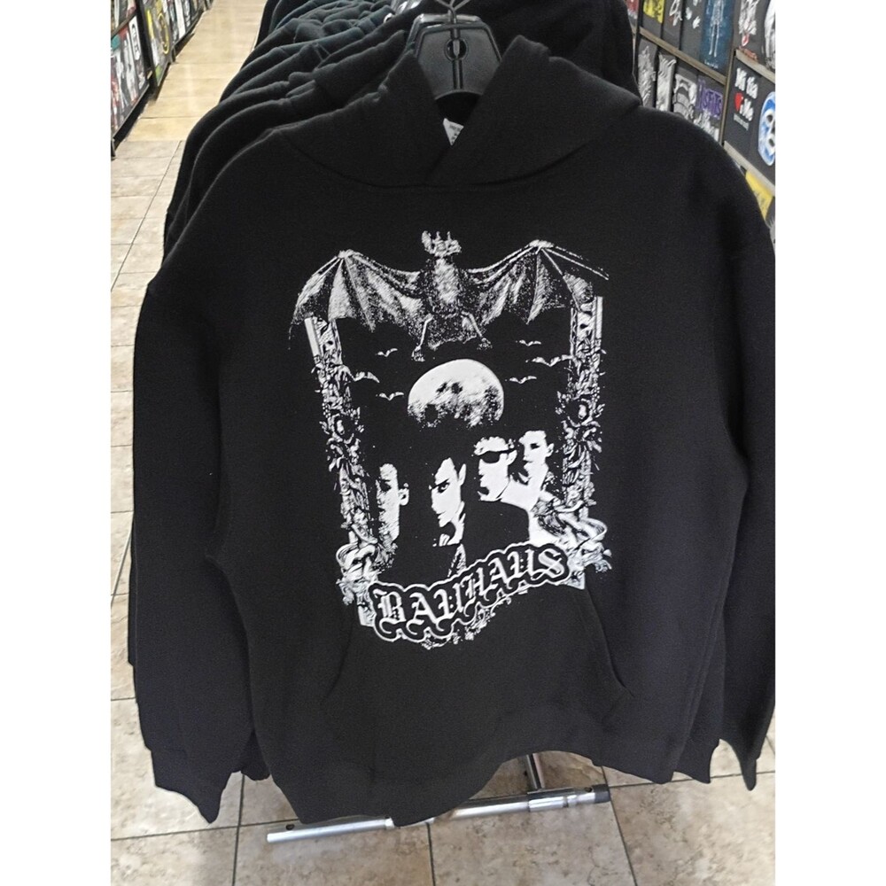 RARE BAUHAUS AOP BAT GRAPHIC SCREENPRINT 100% COTTON HOODIE XXL